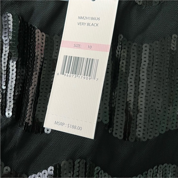 Anthro NANETTE LEPORE Black Wavy Sequin Striped Long Sleeve Dress - Picture 14 of 16